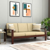 ONIJA  Sofa 3 Seater for Livingroom - Sheesham Wood Sofa Set for Home Furniture - Three Seater Couch for Bedroom Office Sofa Set (Walnut Finish)